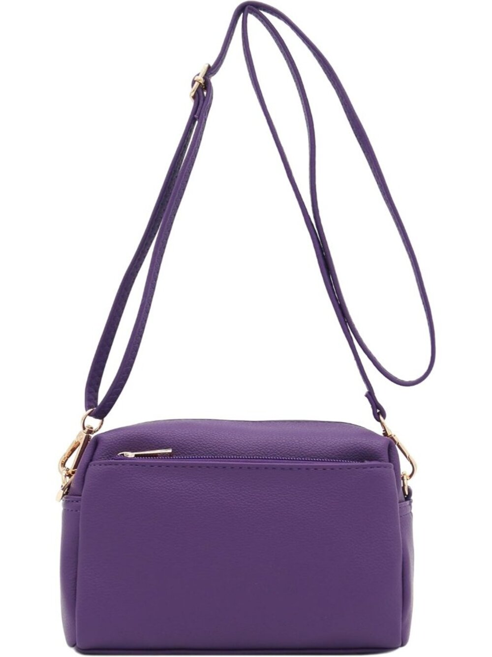 Women's Purple Triple ZIP Small Lightweight Shoulder Purse Crossbody Bag